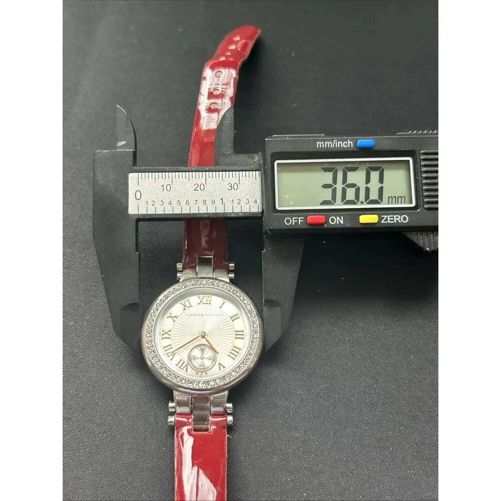 Adrienne Vittadini Silver Tone Red Band Women’s Quartz Watch